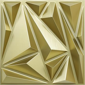 STICKGOO 3D Wall Panels for Interior Wall Decor, Lightning Diamond Textured Accent Wall Panels, 12"x12" Champaign Gold Wall Panels for Gaming Room Bedroom TV Background