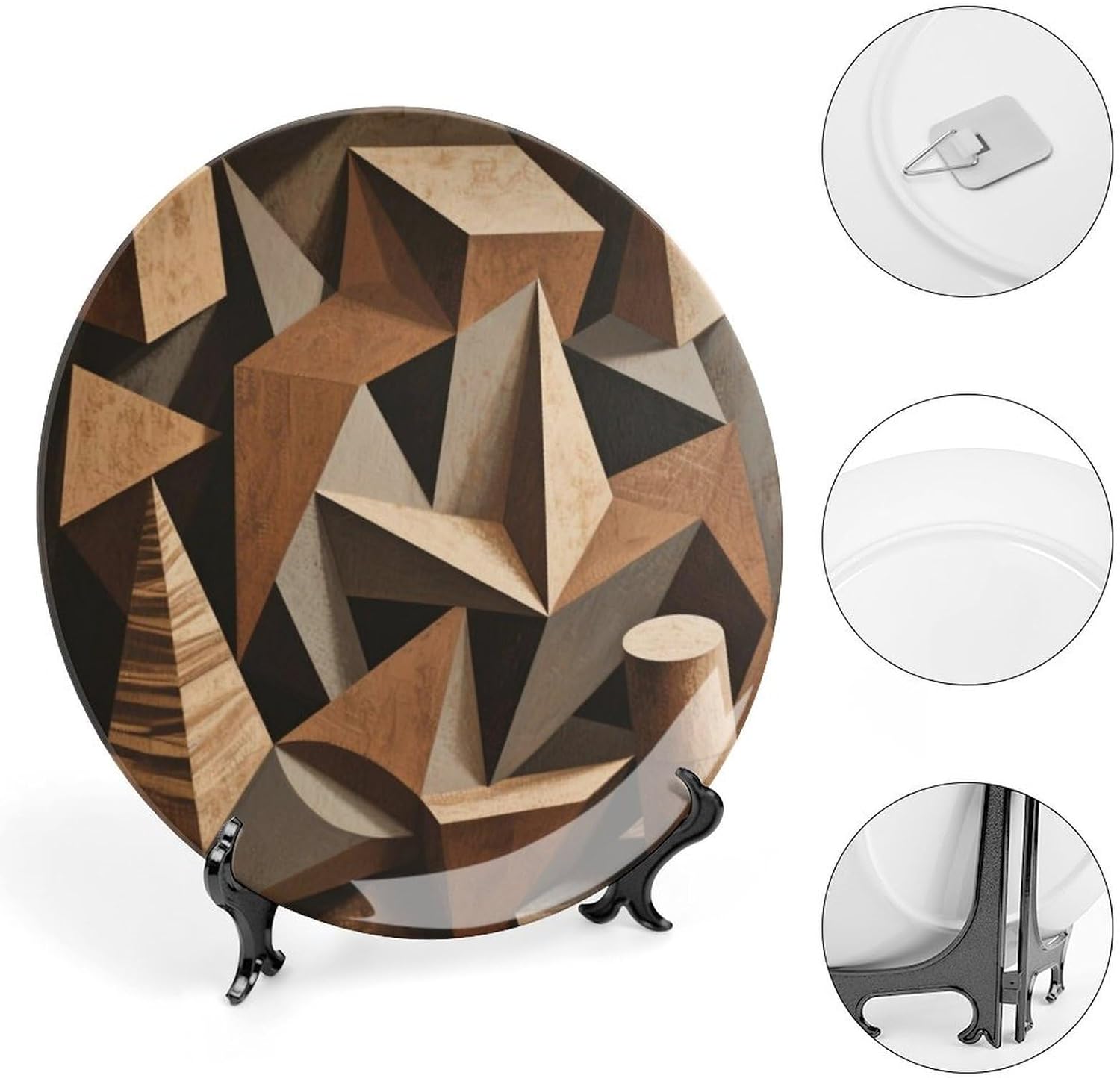 Bone China Decorative Plates Geometry Ceramic Decorative Plate Wall Decor with Display Stand Ceramic Ornaments for Wall Hanging Decoration