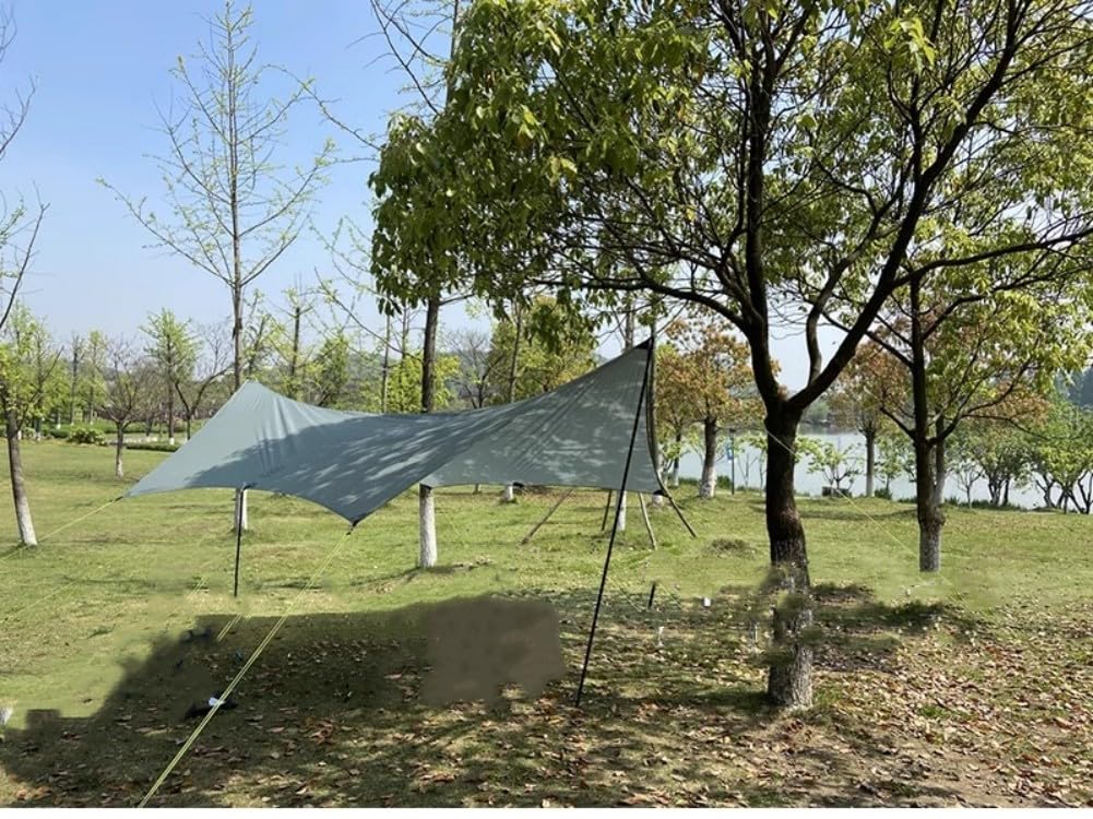 10 x 13 ft Ultralight 15D SIL-Nylon Outdoor Awning rain Tent Awning Camping Picnic BBQ Awning Hexagonal Butterfly Awning PU5000mm