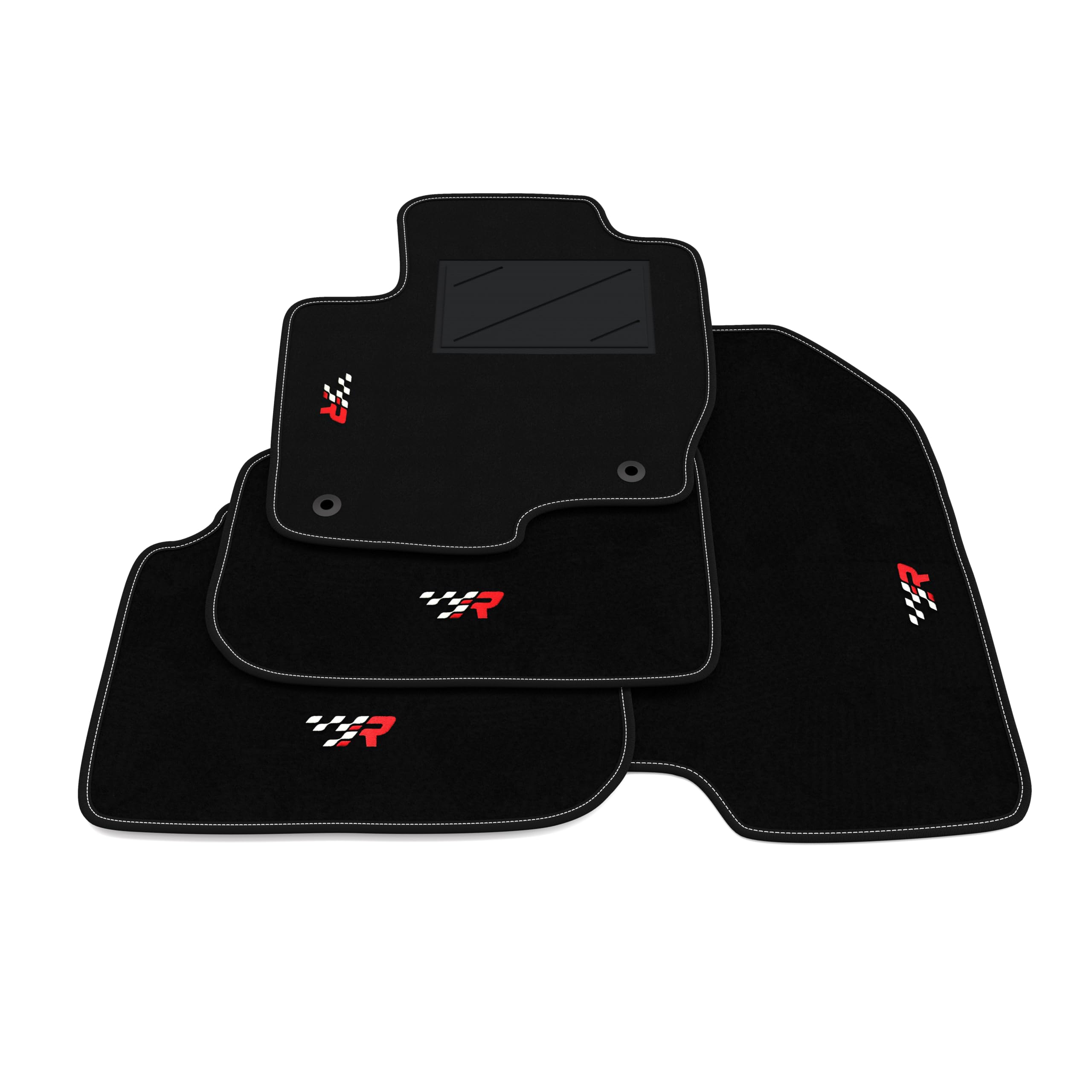 Set de Tapis de Voiture compatibles avec Mitsubishi Colt 5 Portes 2004-2008 - 2 Crochets de Fixation | Tapis sur Mesure en Moquette, Broderie R Racing, sur Mesure