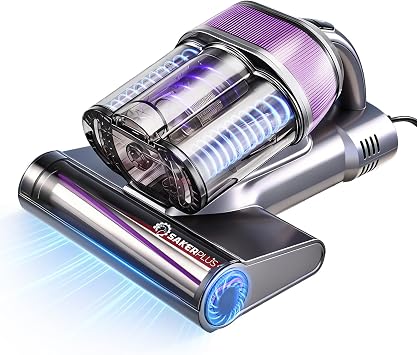 SakerPlus Powerful Bed Vacuum Cleaner,16KPa Mattress Vacuum with 36,000 Pulses/Min Beating & 140F Warm Air, 3-Cup Cyclone System, Smart Display, Handheld Vacuum for Bed Sofa Couch Pet Hair