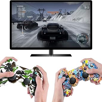 AUFGLO Gaming Controller for P-S3, Wireless Move/Motion Controller Gamepad with Upgraded Joystick Compatible with P-S - 3 (Graffiti + Camouflage)