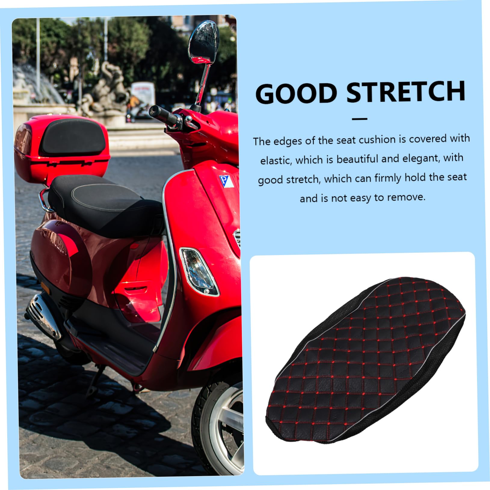 SOLUSTRE 3pièces Housse De Siège De Respirante Et Anti-UV Ajustable pour Selle De Motocyclette Coussin De Confort Antidérapant Compatible Plupart des Véhicules Électriques Et