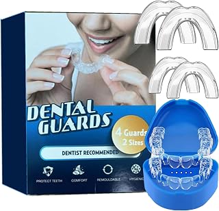 Moldable Mouth Guard for Grinding Teeth at Night & Clenching - Dental Night Guard for Adults, Comfortable Bite Protection with Case (4 pcs, 2 Sizes)