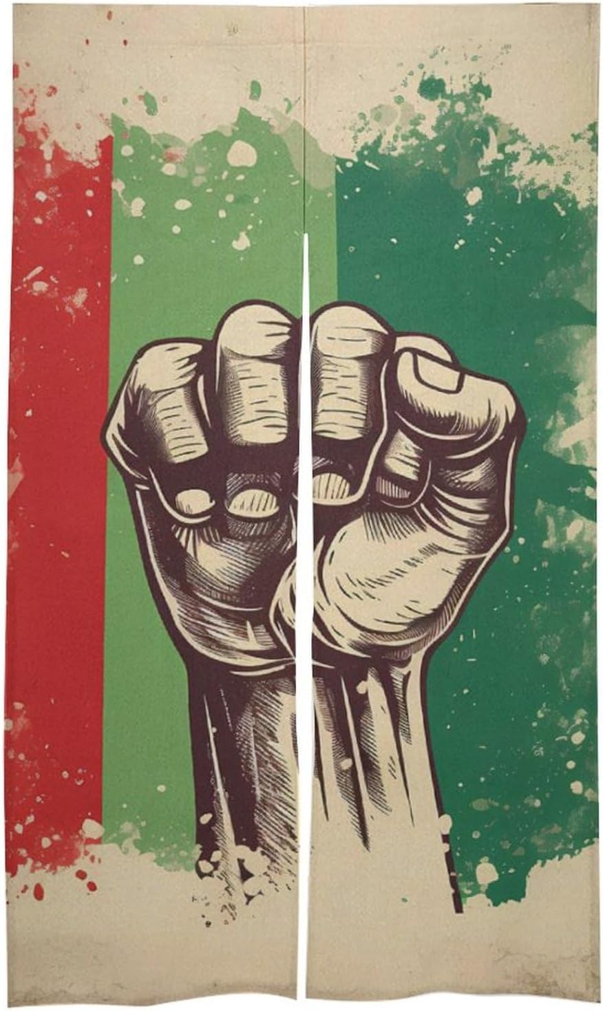 Retro Raised Fist Mexico Flag Door Curtain Blackout Door Cover Curtains Door Screen for Home Accessories