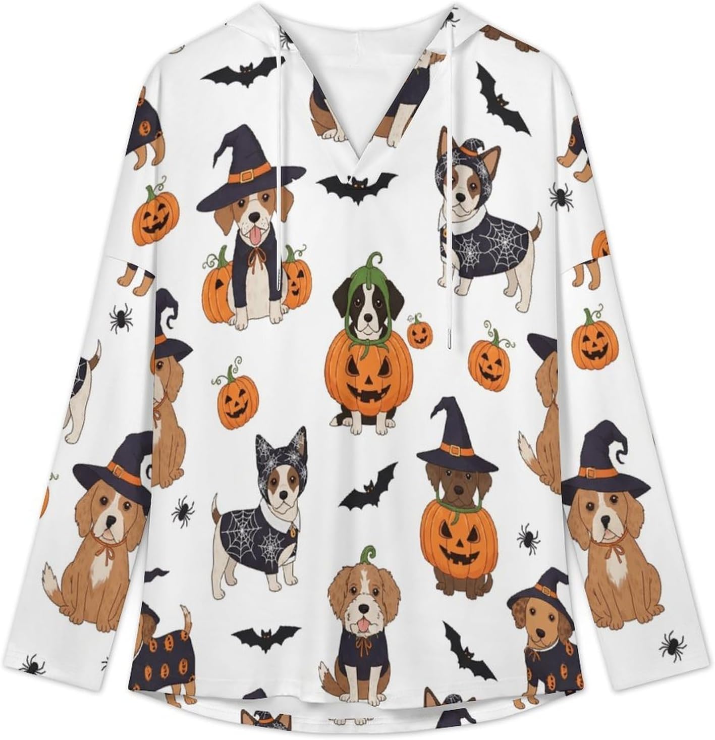 Women's V-Neck Hoodie with Drawstring Long Sleeve Lightweight Pullover, Loose Fit Sweatshirt for Casual Fashion Top