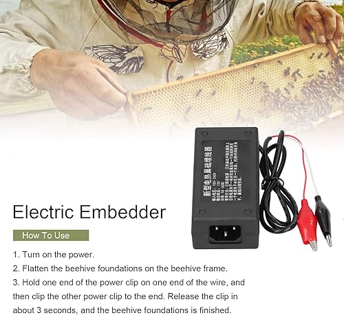 Miniatura 2 de TOPINCN Embedder eléctrico, base de cera de apicultura, incrustador de alambre de colmena, equipo de instalador de colmena, marcos prácticos,