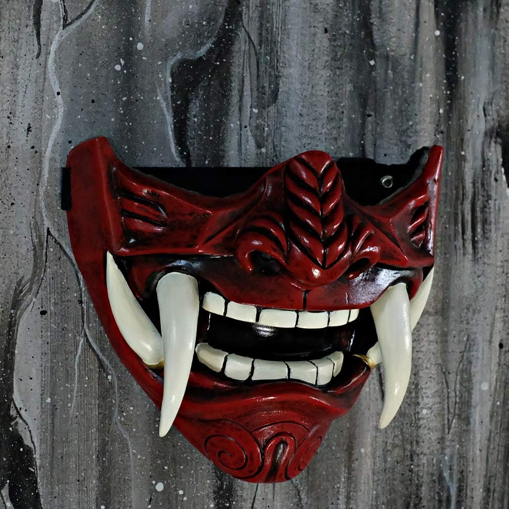 tripple_777 Samurai Oni Mask for Paintball Airsoft Gun Halloween Costume Ninja Cosplay Bushido Armor Sword Motorcycle Helmet D500