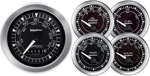 AUTO METER Kit de calibre 8100, 5 unidades, 3 3/8" y 2 1/16", velocímetro, cronómetro