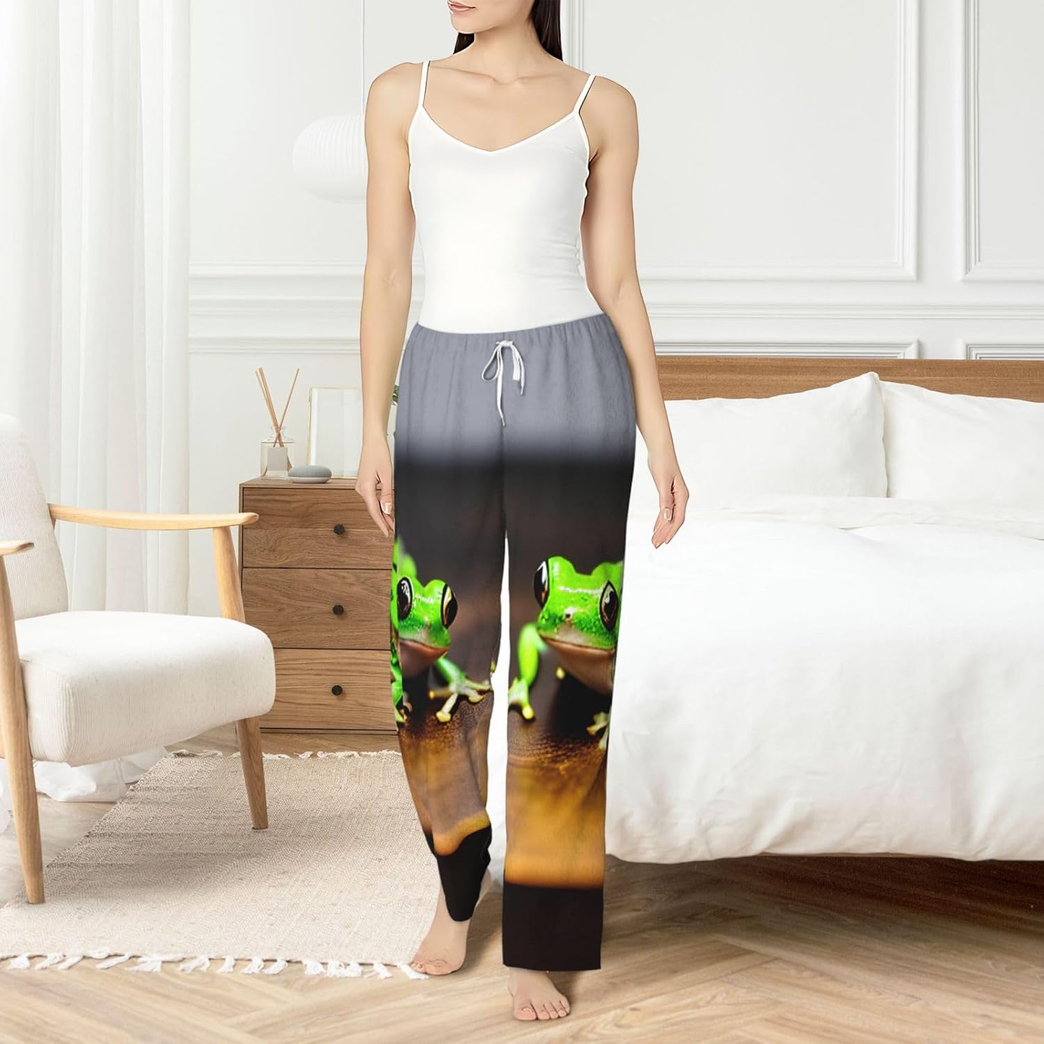 Cute And Funny Funny Frogs Print Women Pajama Pants Soft Comfortable Sleepwear For Winter Nightwear Casual Home Wear