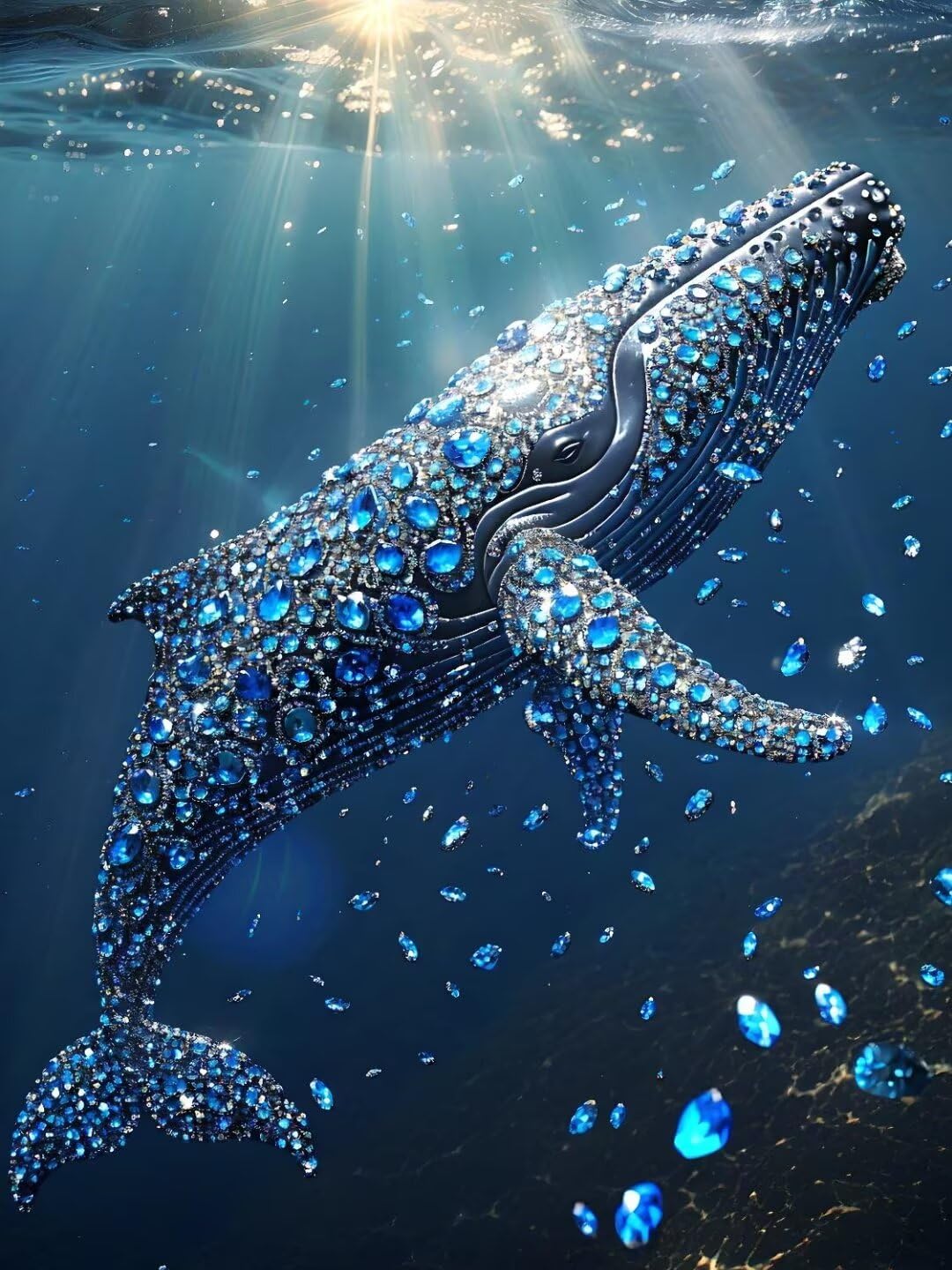 Pintura por Numeros Ballena azul Pintar por Numeros Adultos Niños, DIY Paint by Number Kit con Pinceles y Pinturas Acrilicos, Cuadros por Numeros, Decoración para el Hogar (Sin Marco) 100x70cm w-2396