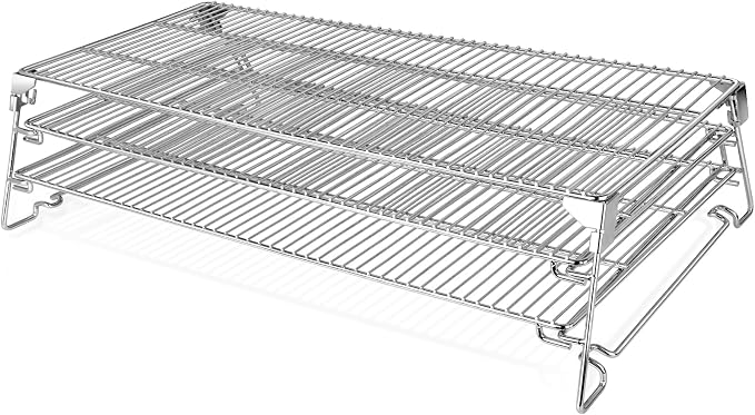 Jerky Racks for Smoker,Extra-Large 29-Inch 3-Tier Foldable Sliding Rack for