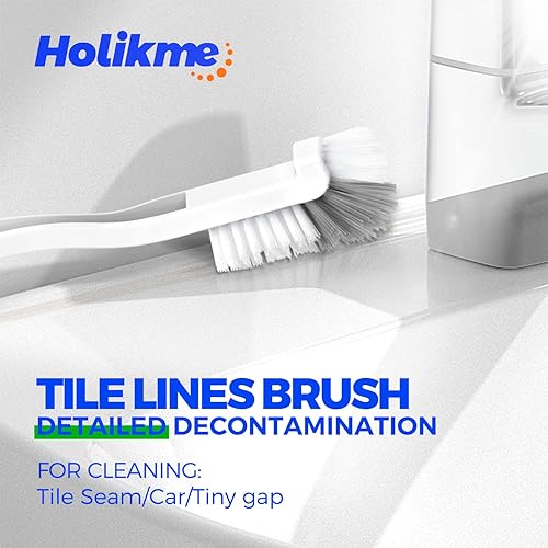 Miniatura 4 de Holikme - Juego de 5 cepillos de limpieza profunda especiales para juntas cepillos para frotar cepillo tipo estropajo cepillo para juntas y esquinas