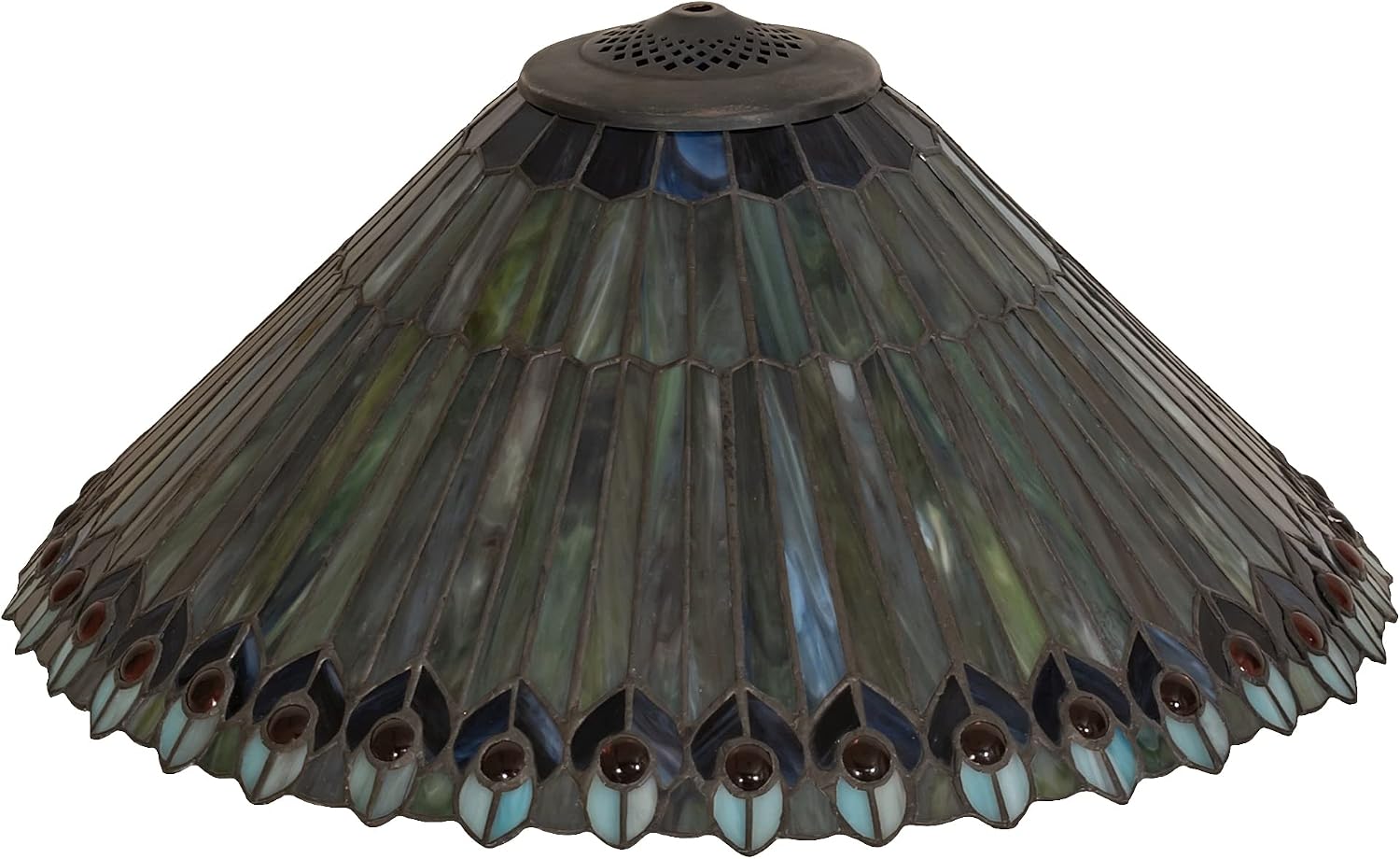 20" Wide Tiffany Jeweled Peacock Shade