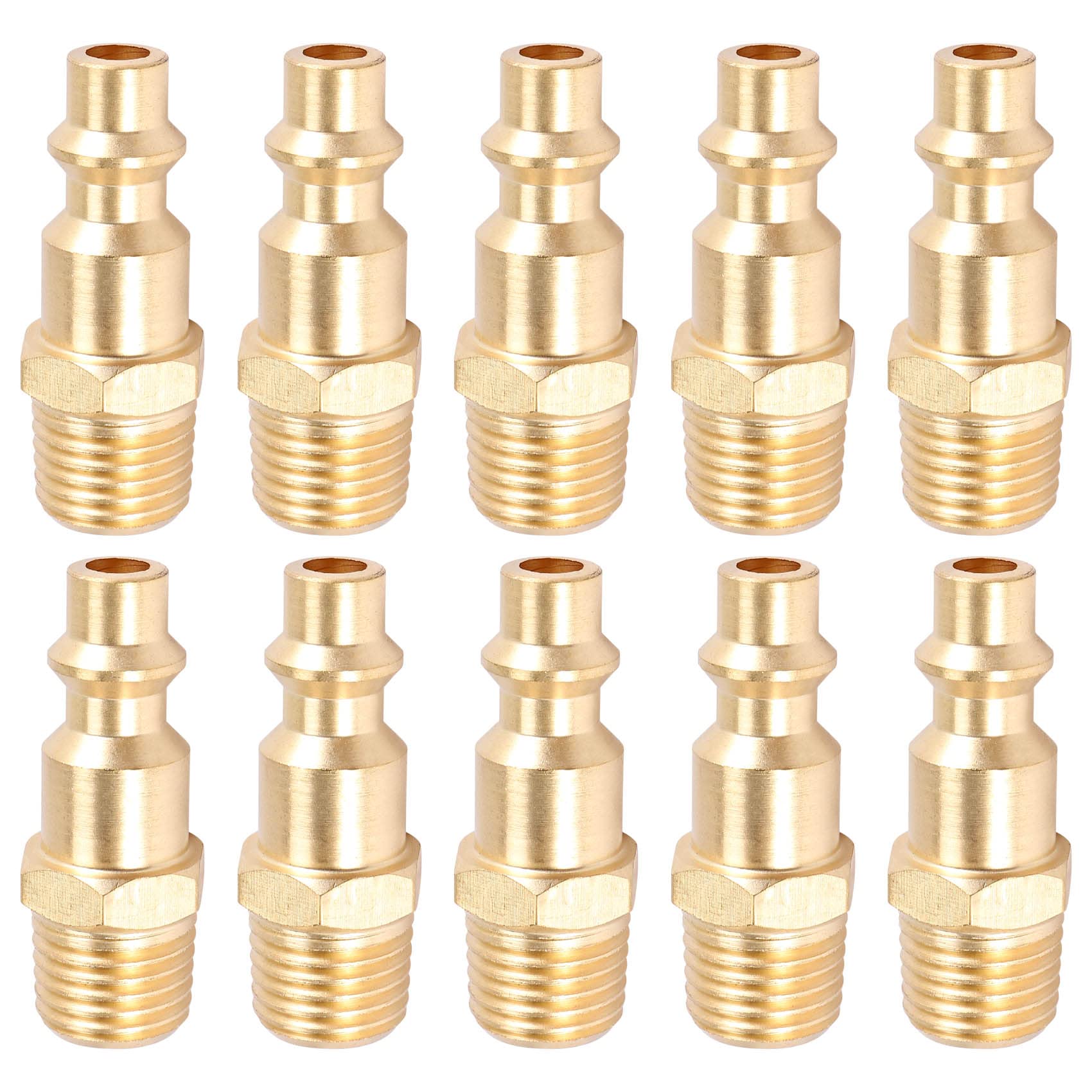 Littimoon Brass 1/4 Inch NPT Male Air Hose Quick Connect Adapter,Air Coupler Plug Kit,Air Compressor Fittings 10Pcs (Male NPT)