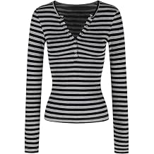 Fairy Grunge Emo Fitted Long Sleeve Top Streetwear 2000s Clothing Y2k Preppy Striped Henley Shirts Women Teen Girls