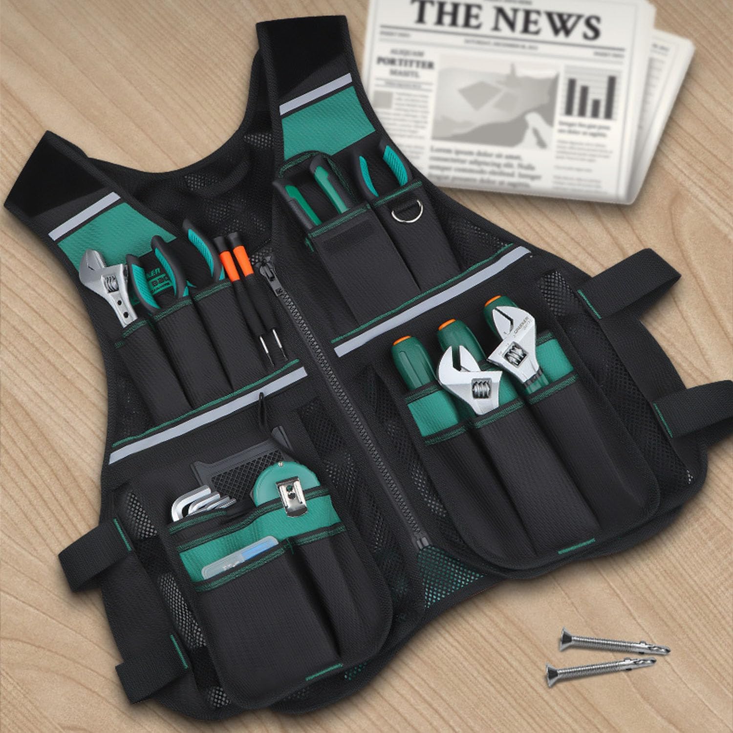 Tool Vest for Men with Pocket can Safely Store Tools, Work Vest is Durable and Suitable for Construction Work