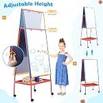 Tableau Blanc Mobile Double Face sur Roues, Chevalet Magnétique pour Salle de Classe | Chevalet pour Enseignant 36 x 24 po pour enfants. Grand Tableau Blanc Mobile avec Support. Hauteur Réglable jusqu'à 64,4 po Parfait pour l'École