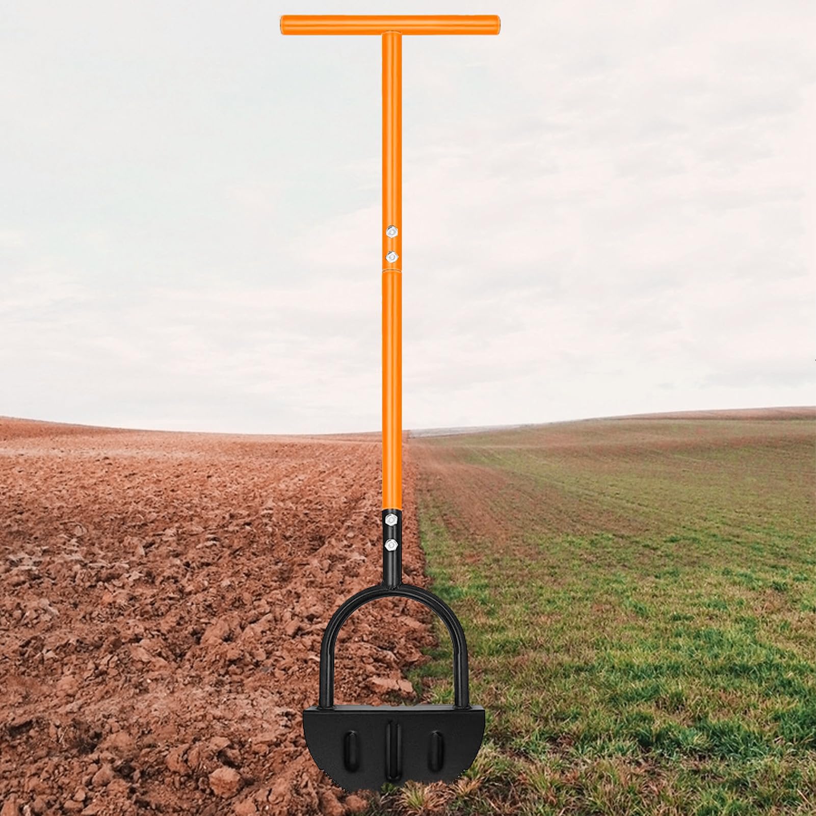 Asixxsix Manual Lawn Edger, 37.8in Length T Shaped Long Handle Half Moon Edger, Saw Tooth Garden Edger Carbon Steel Handhled Step Edger for Landscapes, Sidewalks, Flower Beds