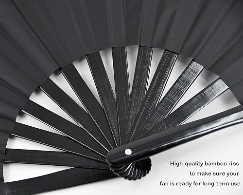 Miniatura 5 de Ventilador de mano plegable grande para mujeres y hombres, ventilador plegable de bambú renacentista para festivales, EDM, baile, sofocos, regalo,