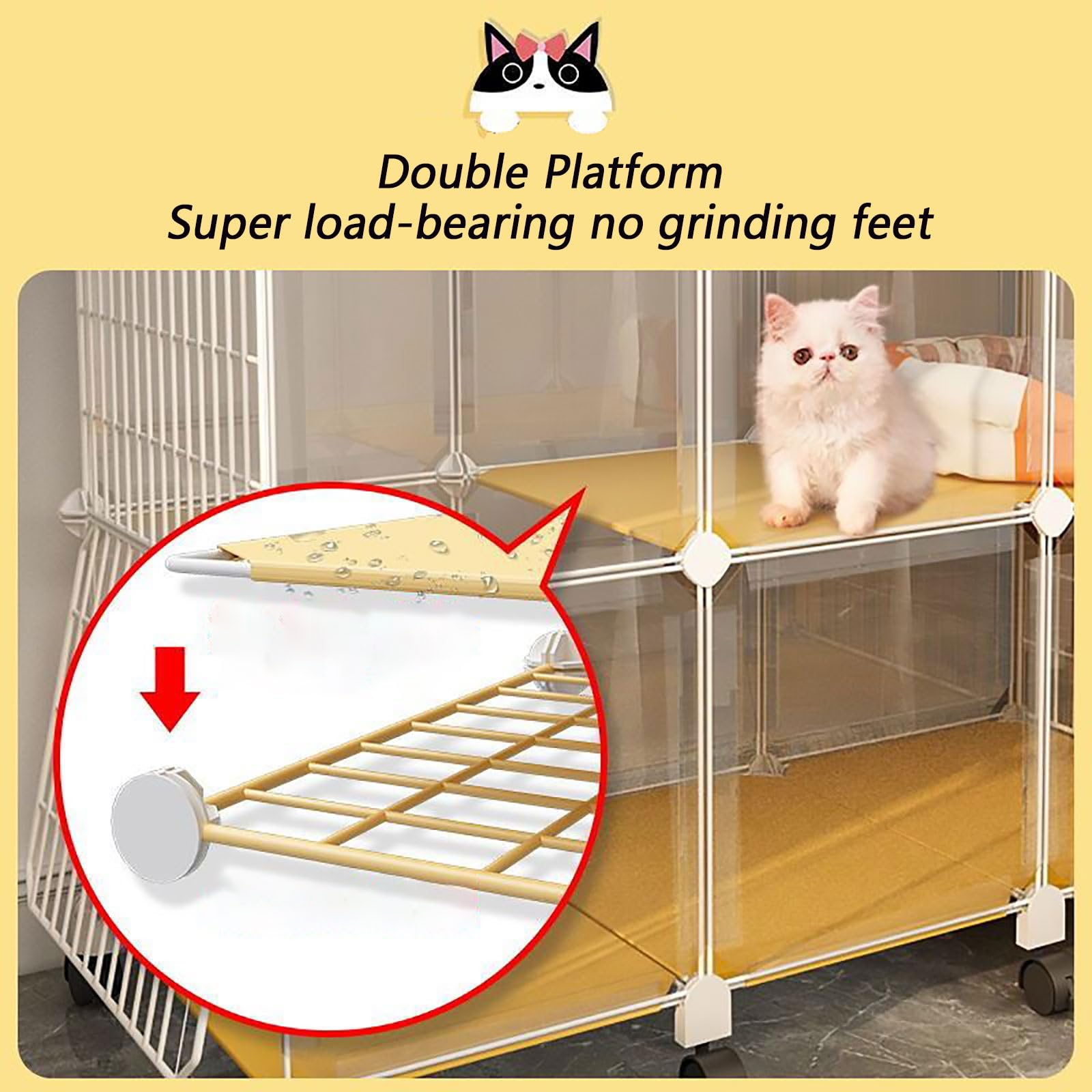 Gabbia per Gatti da Interno, Recinti per Gatti Box per Gatti Fai-da-Te Gabbia per Piccoli Animali Staccabile con Ruota Grande Spazio per Esercizi Ideale per 1-3 Gatti, Conigli e Piccoli Anim