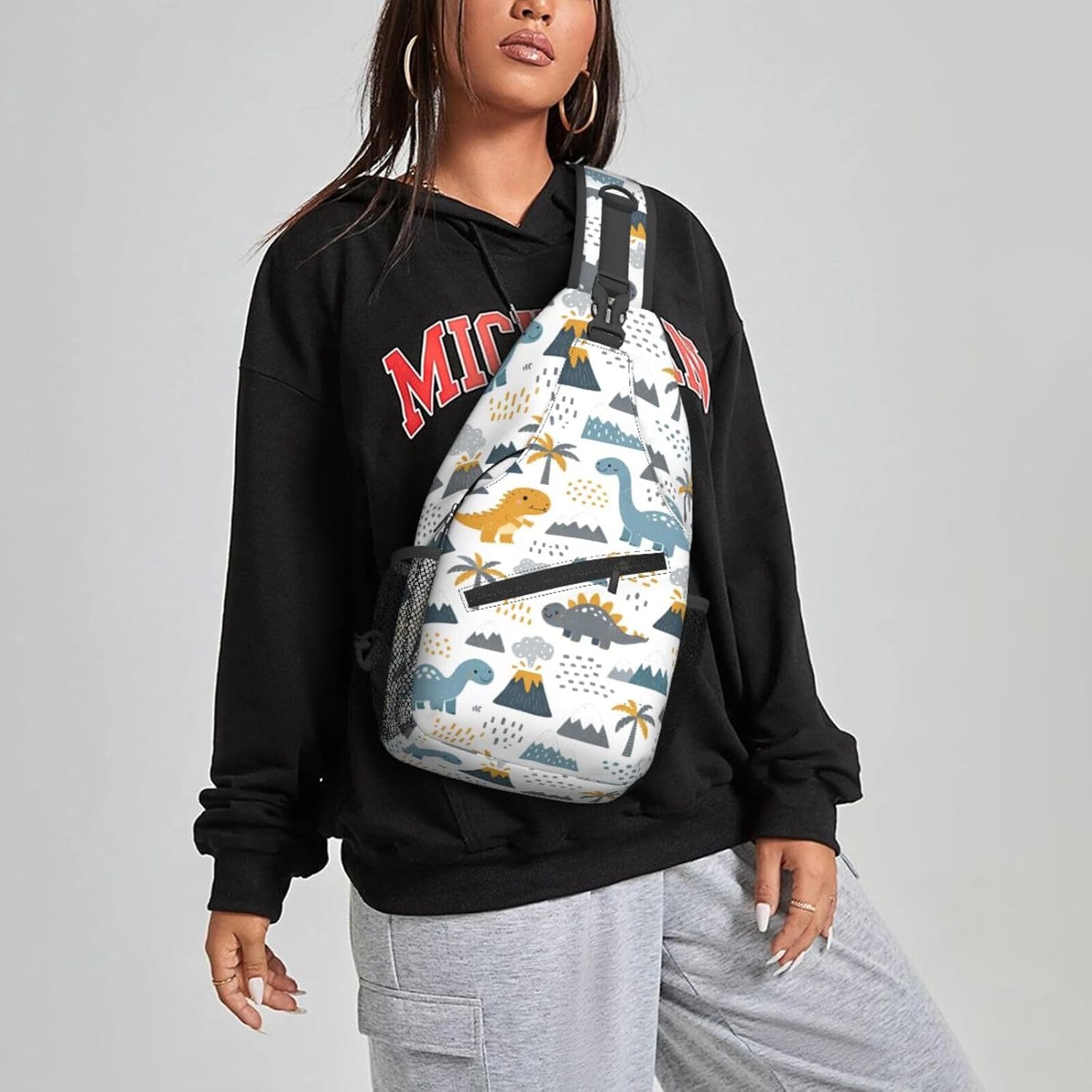 Famame Cute Animals Dinosaur Sling Backpack Chest Bag Crossbody Shoulder Bag Gym Cycling Travel Hiking Daypack For Men Women - Image 6