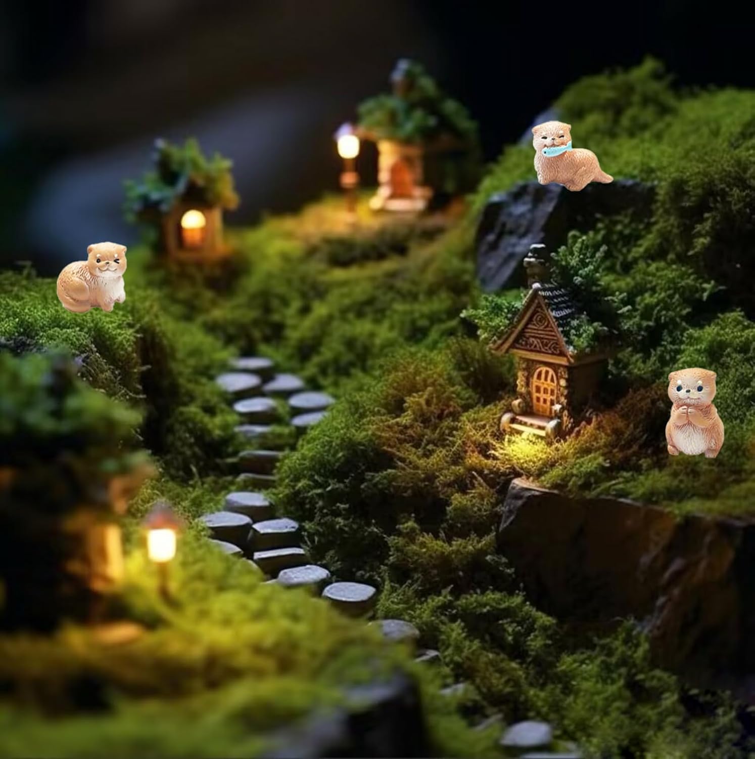 14 Pcs Miniature Otters Figurines Tiny Otters Mini Garden Otter for Fairy Garden Patio,Yard,Lawn Decor image 5