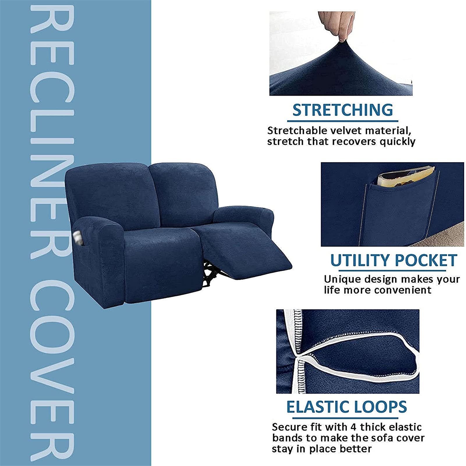 WJHDWYD Housse De Fauteuil Relax Doux Extensible, Couleur