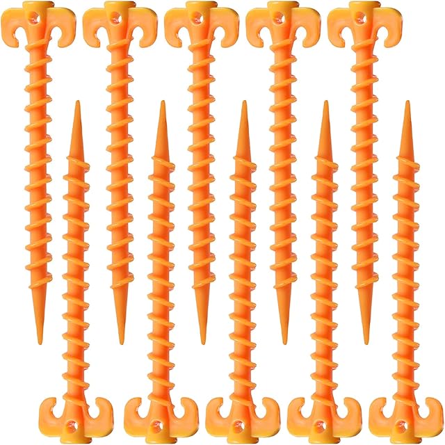 inherited 10 pcs Screw Tent Stakes, Spiral Ground Anchor Nail Tent Pegs for Tents Works Well in Sand and Soil for Jungle Crossing Picnic Camping & Adventure.(20cm.5cm, 10),Yellow