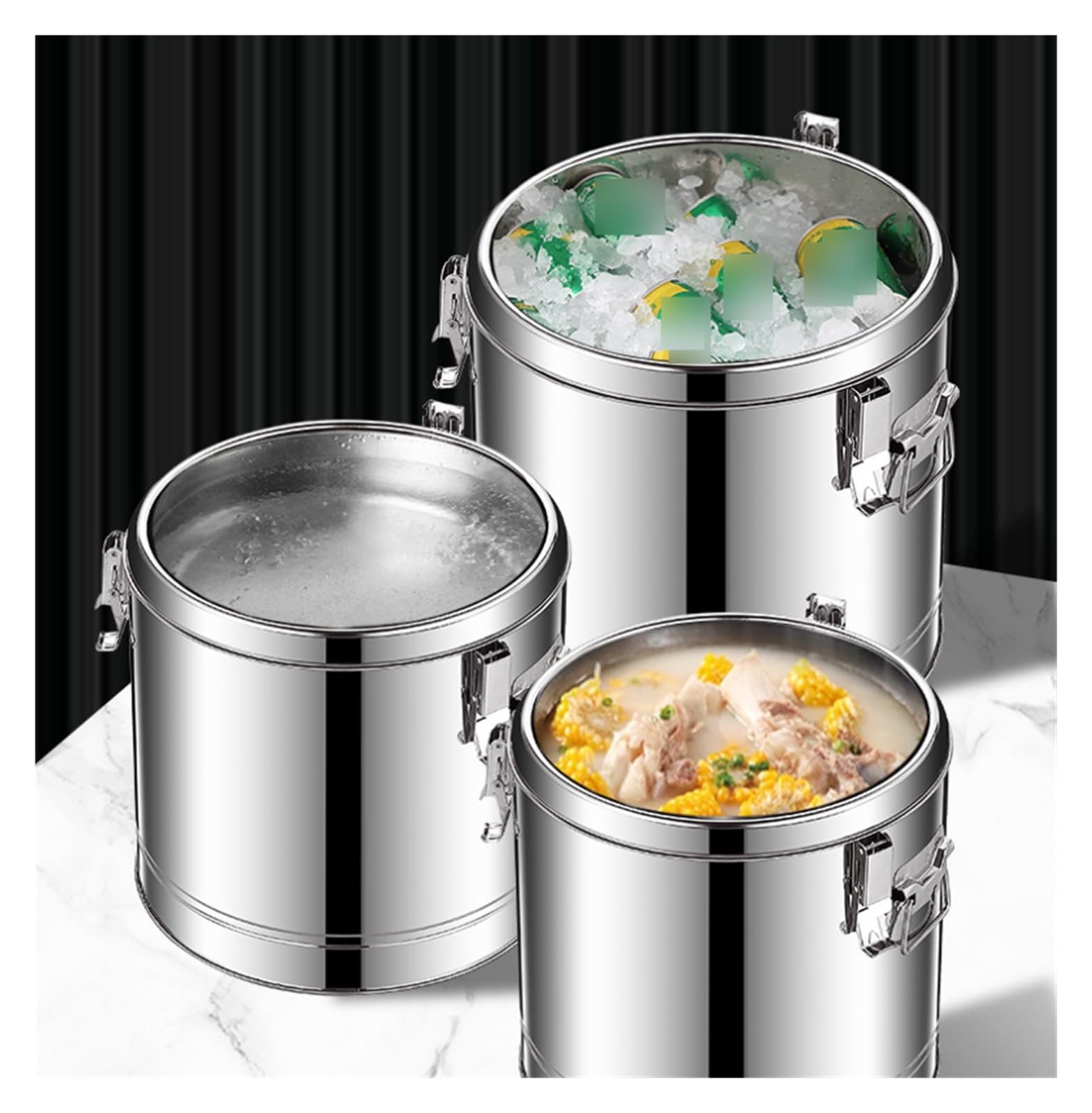 Contenedor de almacenamiento de alimentos Cubo aislado cubitera | Recipiente de sopa aislado de acero inoxidable for fiestas y acampadas