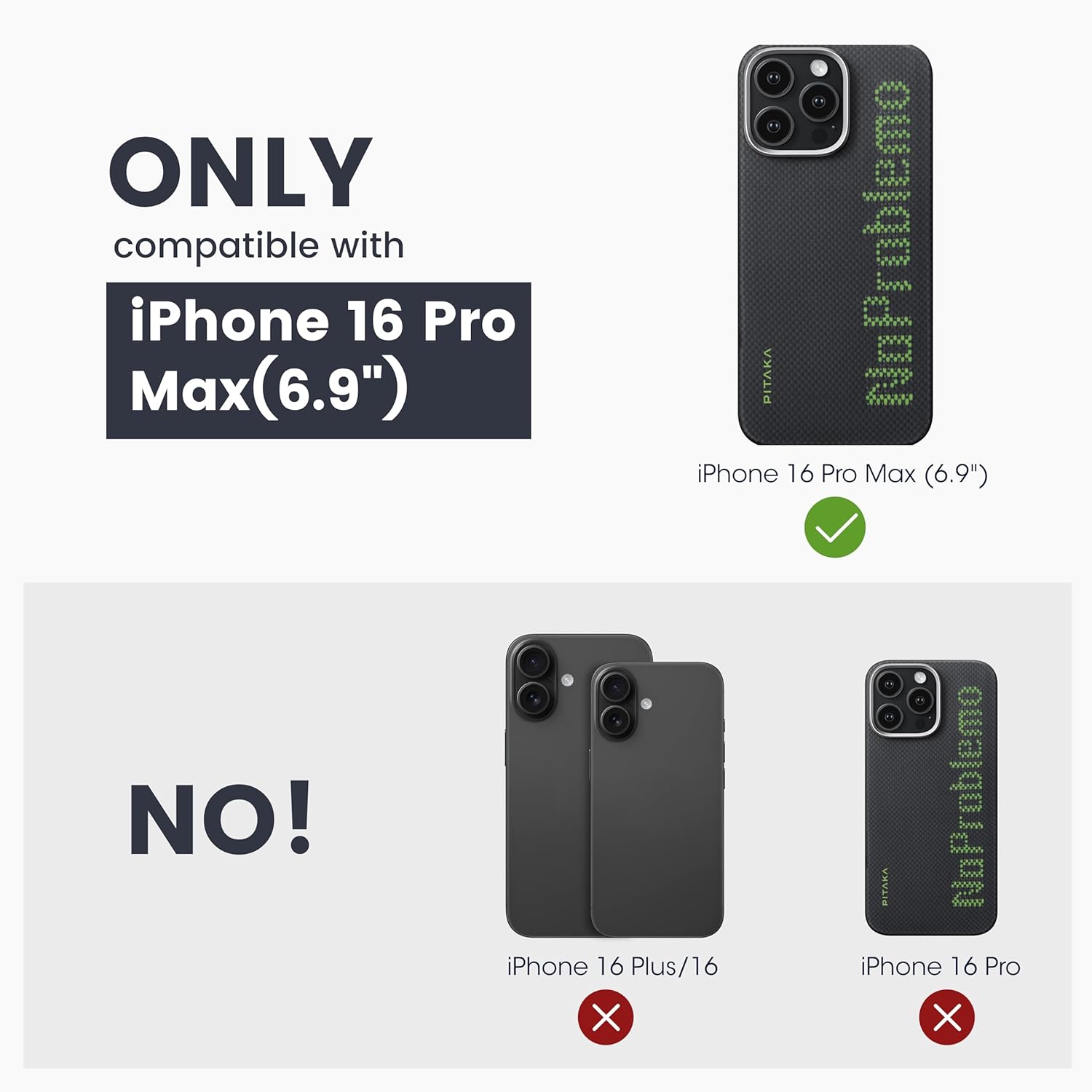 PITAKA for iPhone 16 Pro Max Case Compatible with MagSafe, Thin & Light with a Caseless Feel, Glow in the Dark, 1500D Aramid Fiber Woven
