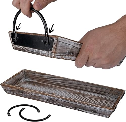 Miniatura 7 de Aglary Portavelas de madera con asas de metal negro centro de mesa rectangular para mesa de comedor Accesorios de decoración del hogar para mesa de