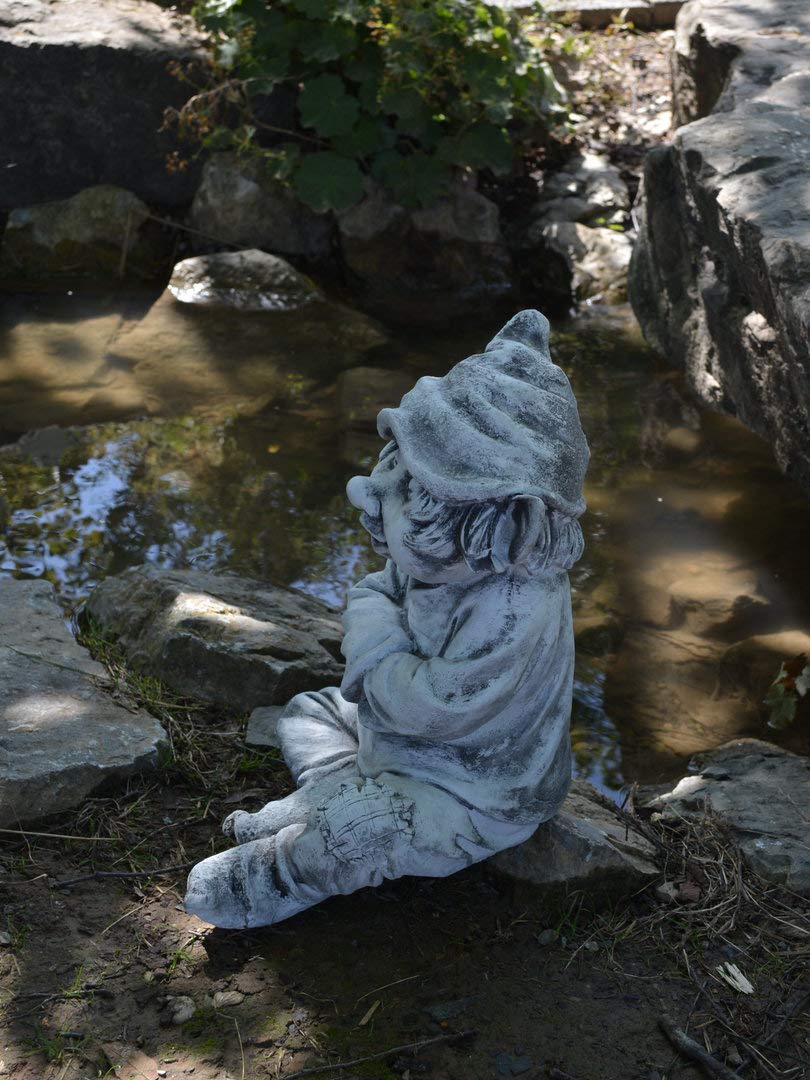 gartendekoparadies.de Figure de Pierre Massive GNOME Amusant « J’AI Froid »Troll Lutin en Pierre reconstituée, résistant au Gel