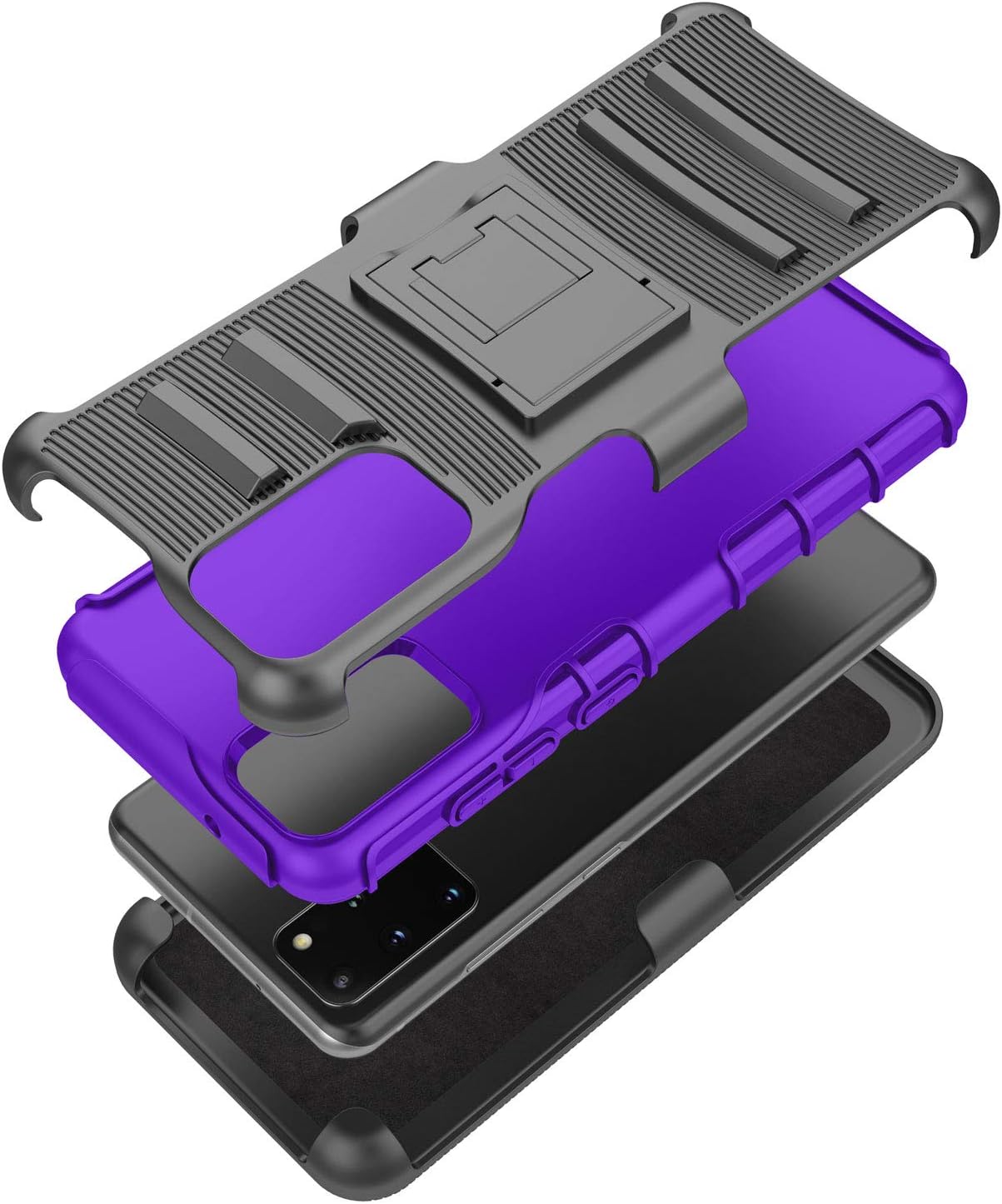 TILL for Galaxy S20 Plus / S20 Plus 5G Case, TILL [Knight Armor] Heavy Duty Full-Body Rugged Holster Resilient Armor Case [Belt Swivel Clip][Kickstand] Combo Cover Shell for Samsung S20 Plus [Purple]