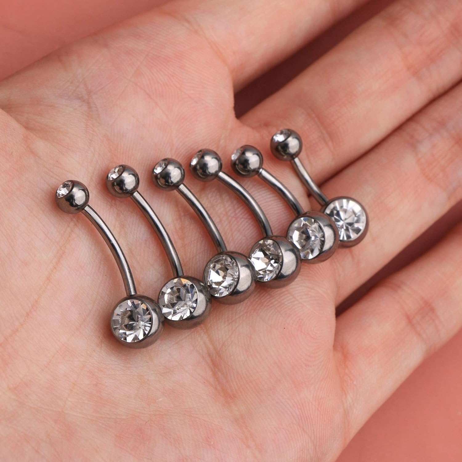 OUFER Belly Button Rings G23 Solid Titanium 14G Clear CZ Belly Rings Navel Piercing Jewelry Navel Rings - Image 7