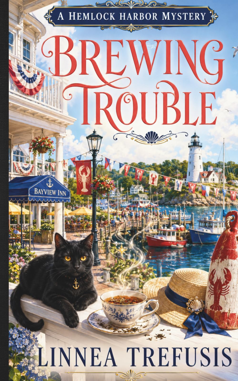 BREWING TROUBLE: A Cozy Witch Mystery with a Talking Cat and a Lighthouse Secret (A Hemlock Harbor Mystery)
