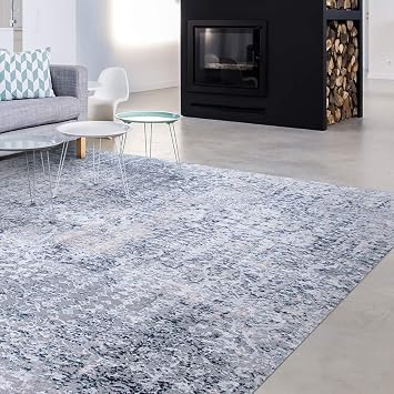 Couristan Europa Area Rug - Amalthea 710" X 109" Rectangle in Mist Color, Floral, High Low, Home Decor
