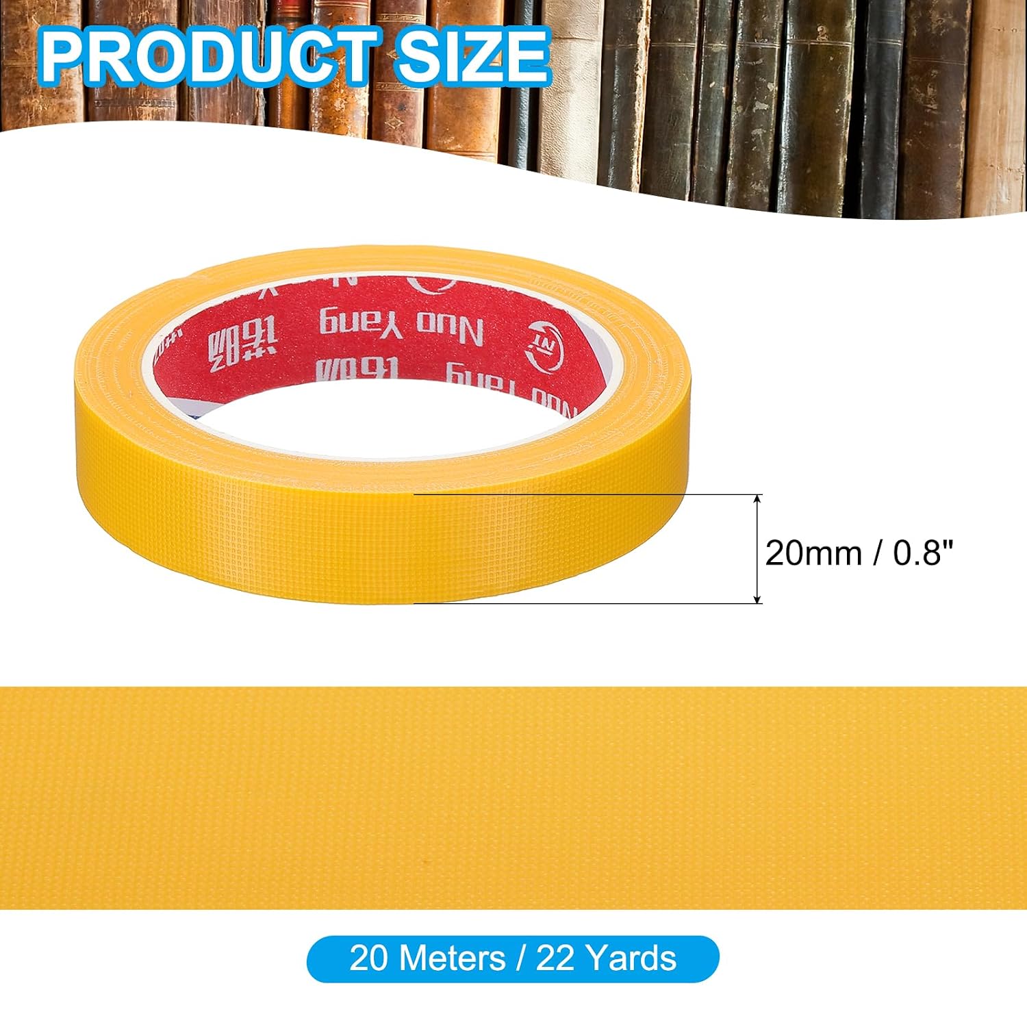 PATIKIL 0.8"x0.007" Bookbinding Tape, 22 Yard Cloth Bookbinding Repair Tape Book Binding Tape Self Adhesive for Repairing Old Books, Yellow image 2