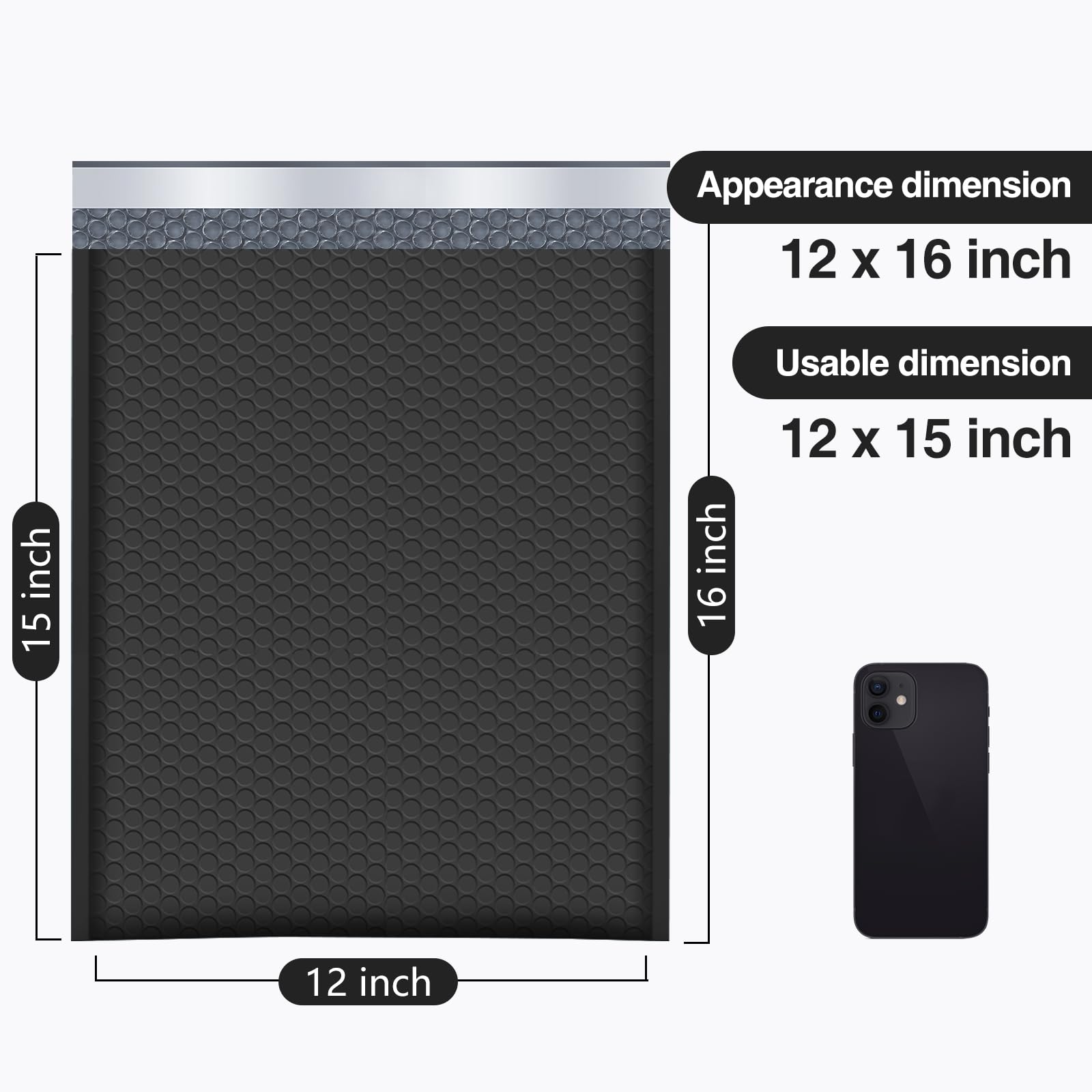 UCGOU Lot de 40 enveloppes à bulles rembourrées imperméables pour expédition, bijoux, fournitures de maquillage - 30,5 x 40,6 cm - Noir