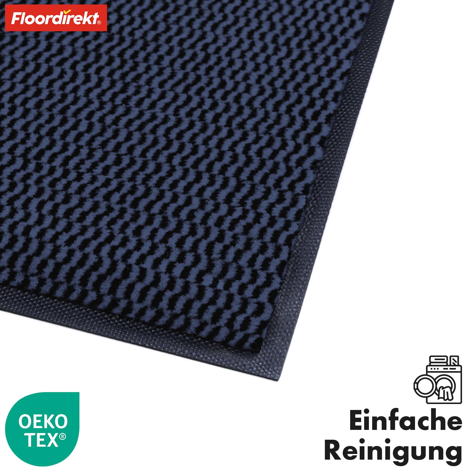 Floordirekt Premium Zerbino per ingresso, 80x120cm Blu, antiscivolo e lavabile, zerbino per interno ed esterno, Sky Novo