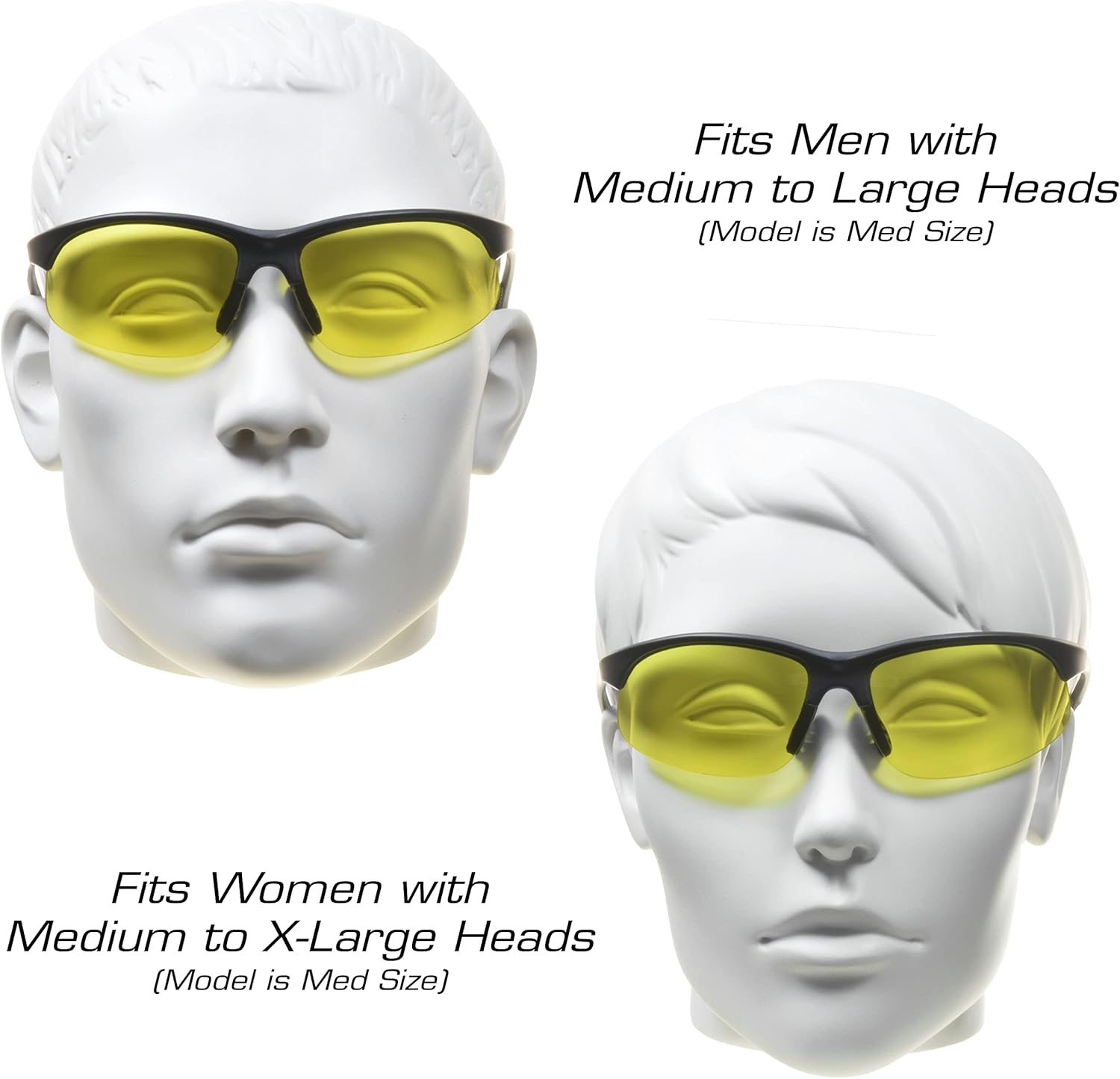 proSPORT Bifocal Reader Sunglass w/Strap Half Rim Sport Night Yellow, High Definition HD, Smoke or Brown Lenses
