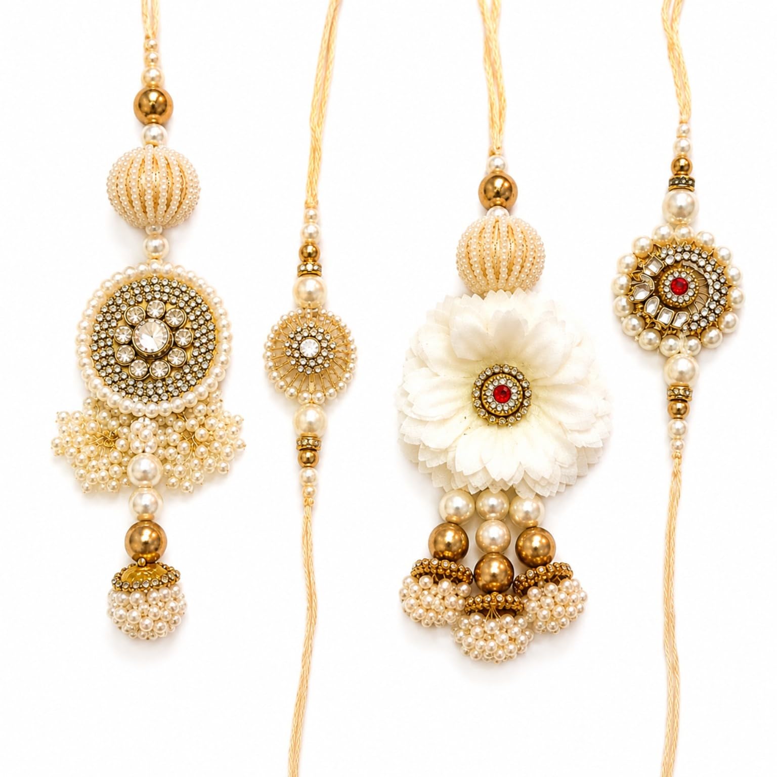 2 pair combo of handmade designer couple rakhi set-image-3