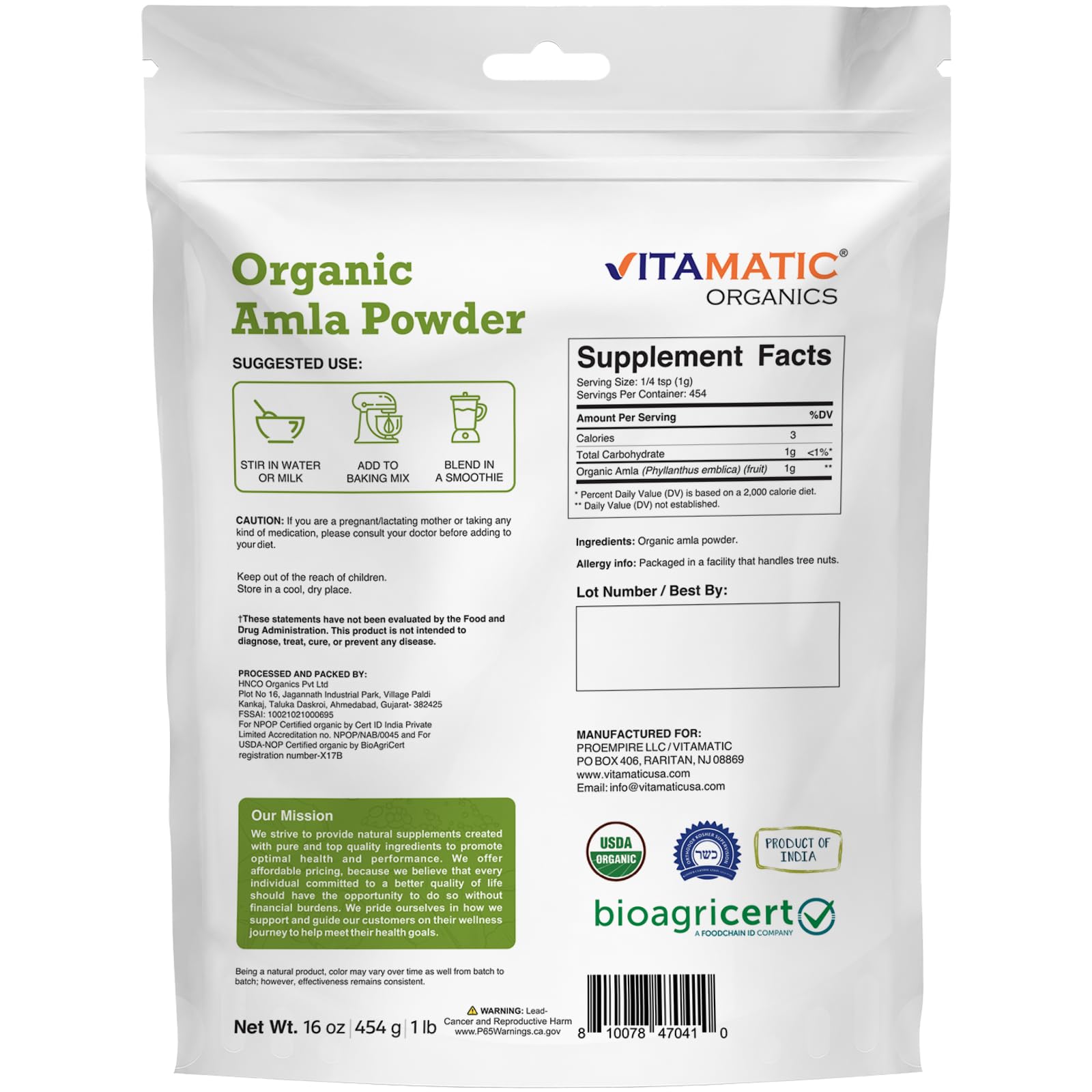 Vitamatic Certified USDA Organic Amla Berry Powder – 1 lb (16 oz) — Amazon image 9
