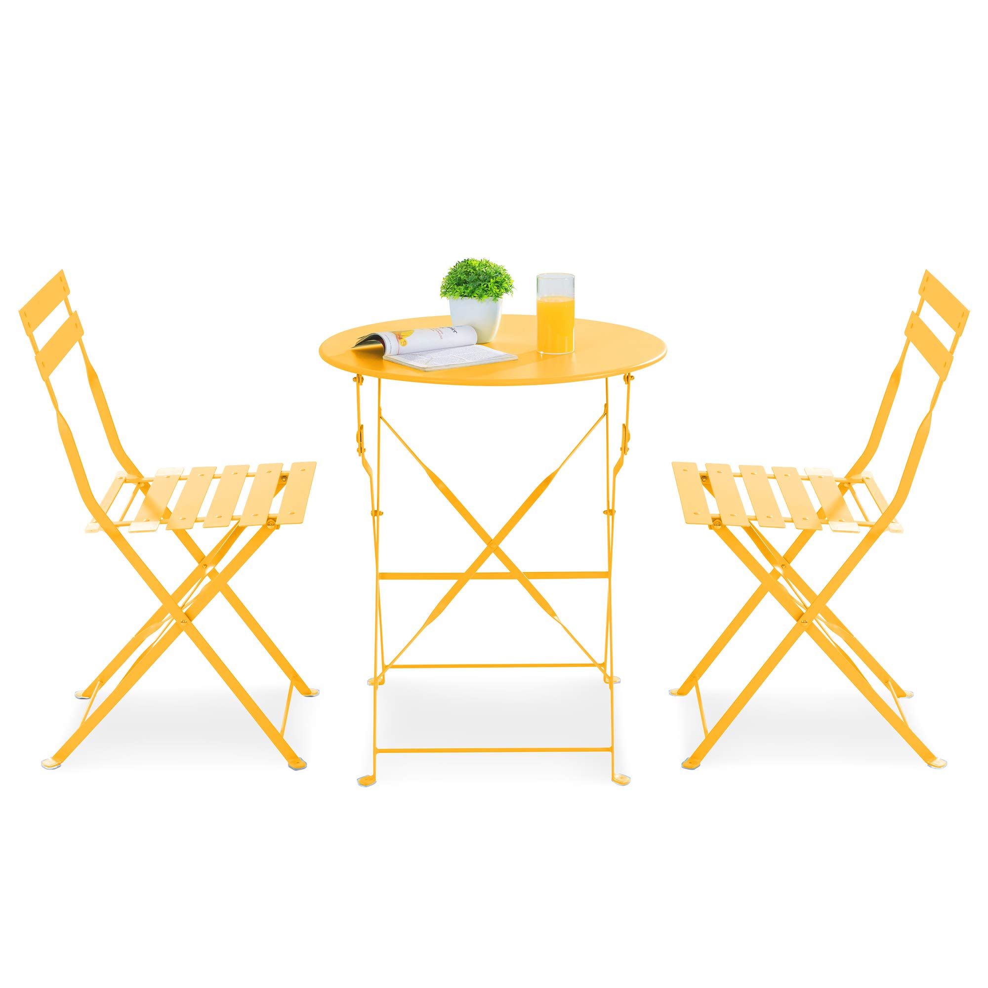 Buy JY QAQA Metal Patio Bistro Bar Set Chairs,3 Piece Outdoor Folding