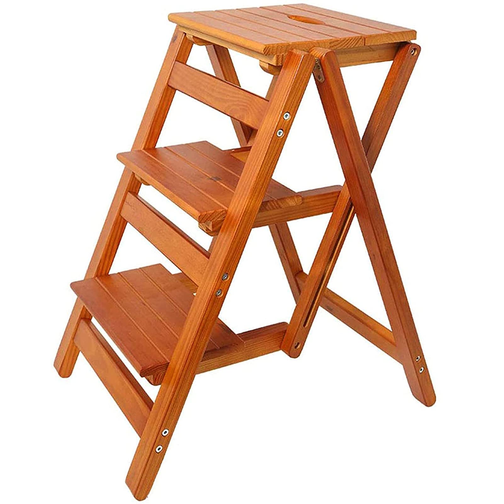 Taburete de escalada para interiores con 3 escalones de madera y silla de escalera de hogar
