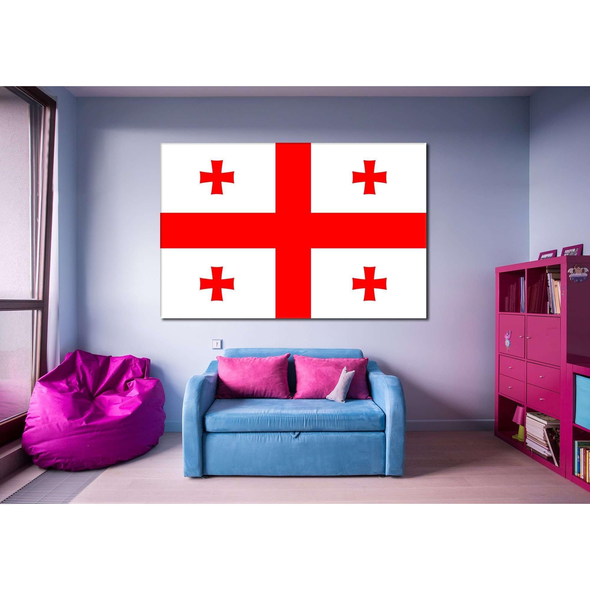 ZELLART Drapeau de la Géorgie №822 Impression sur toile prête à accrocher 60 x 40 cm