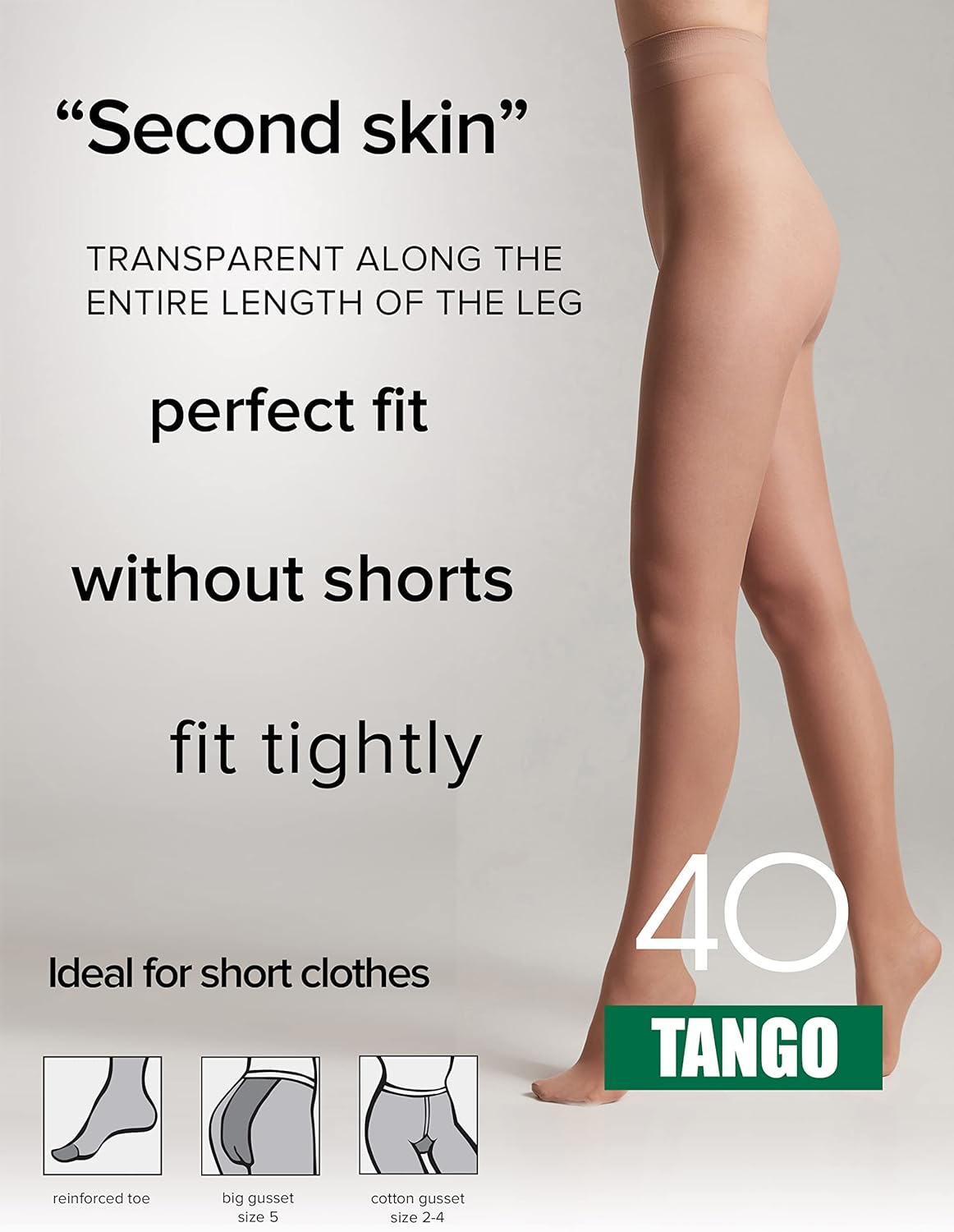 Conte Tights Sheer to Waist Pantyhose with Satin Silky Touch Effect, Tango 40 Den - Image 3
