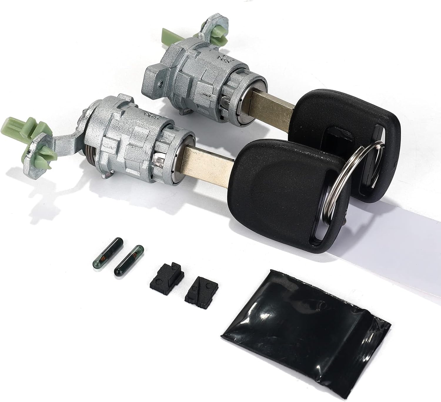 3mirrors Ignition Switch & 2 Door Lock Cylinders with 2 Keys with Chip Compatible with Honda 2003-2005 Civic, 2002-2006 CR-V, 2003-2011 Element, 2004 2005 S2000