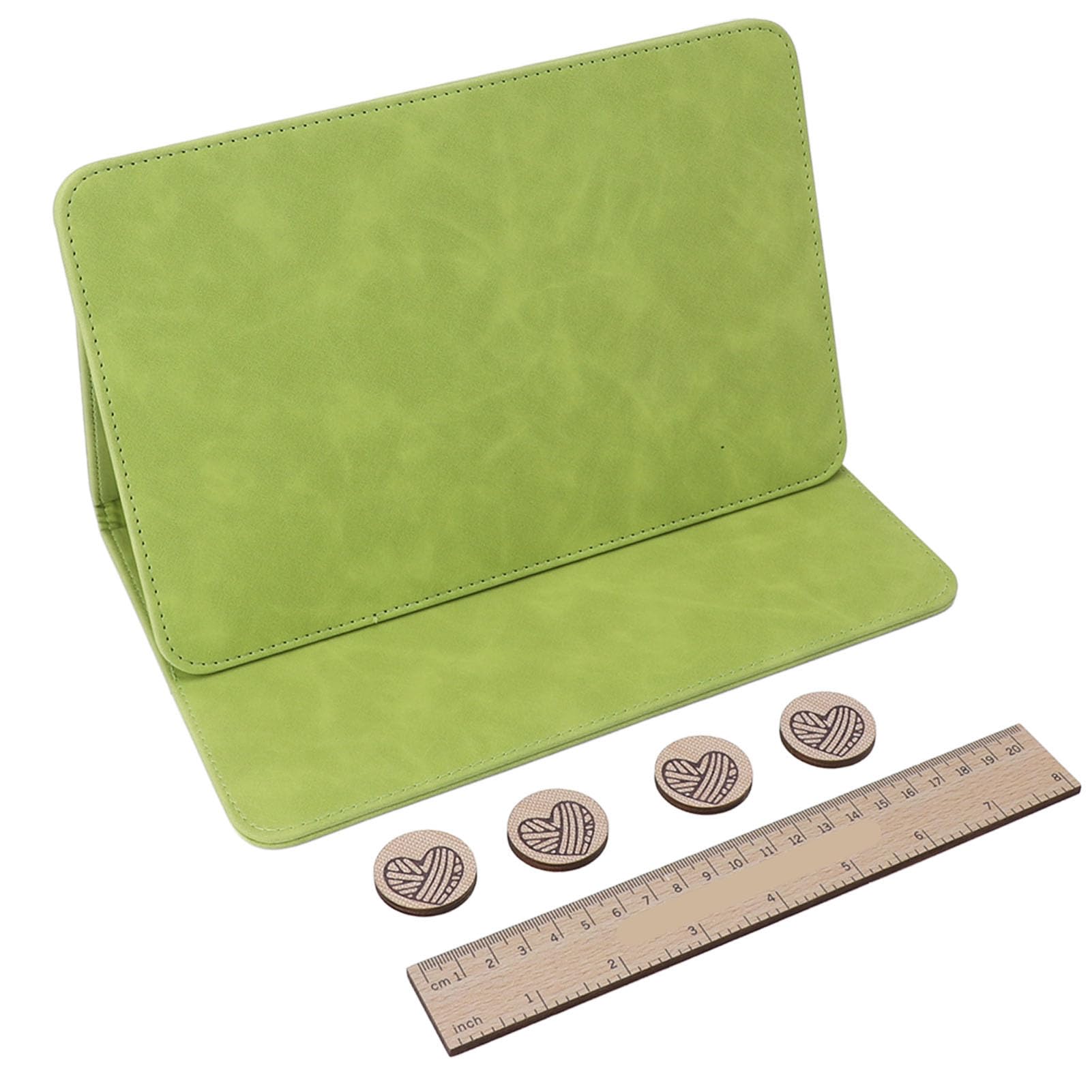 Support de tableau - Outil de tricot pliable - Bandes magnétiques double face en caoutchouc avec disques circulaires et règle - Accessoires artistiques portables pour usage domestique (vert rétro)