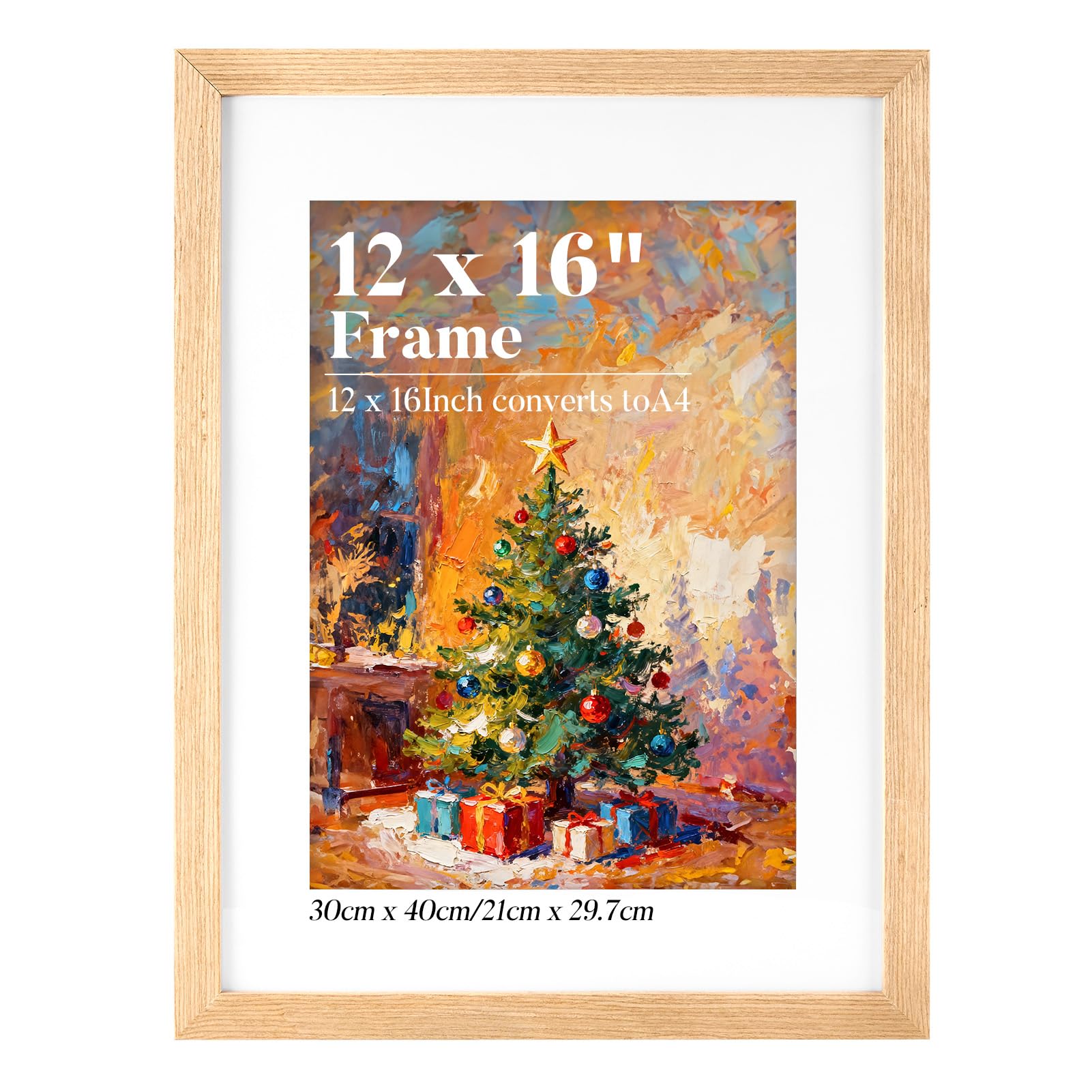 HOUSE DAY 30x40 Picture Frame,100% Solid Wood 12 x 16 inch Frame OAK Wooden